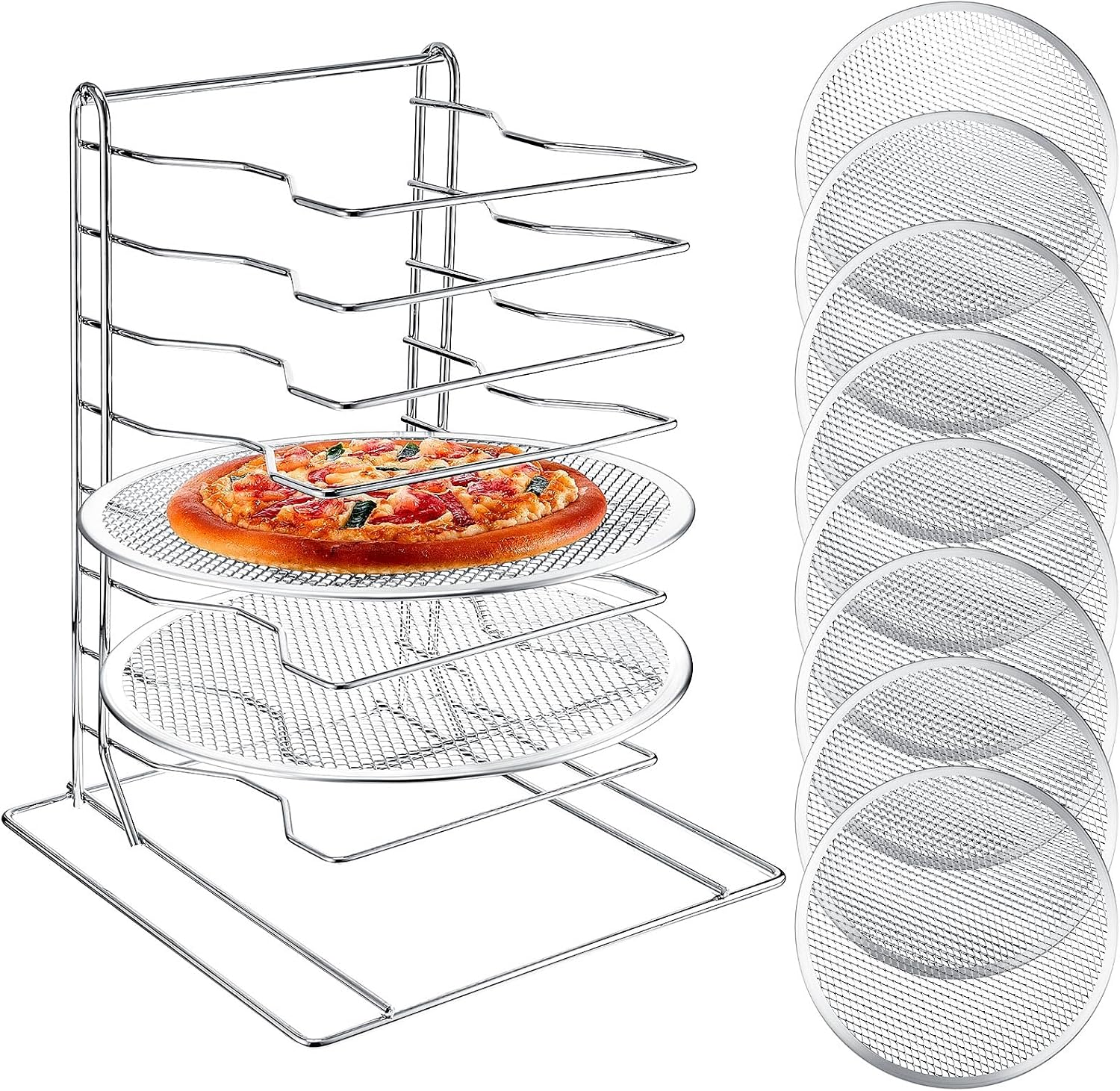 Pizza Rack 8 Tiered Stand With - Kitchen Baking Pan Set 评论和价格