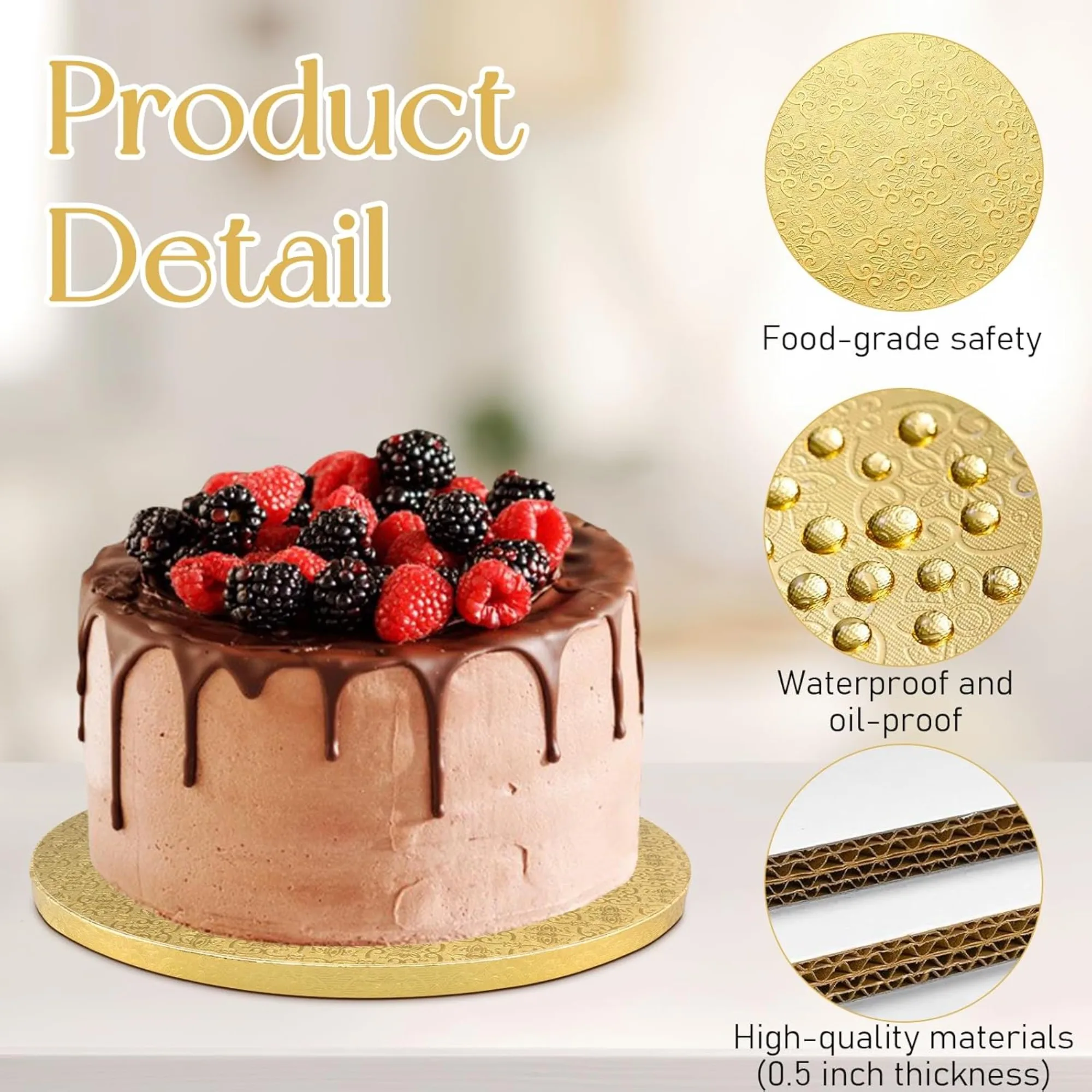 8PCS Golden Cake Boards 8/10/1 - Cake Board Round 评论和价格