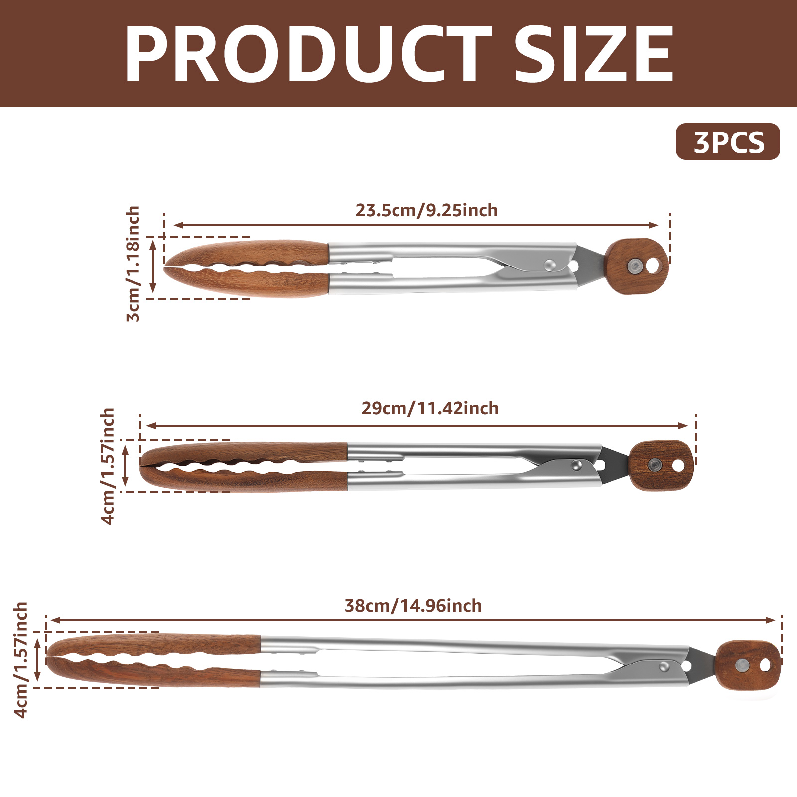 2/3 Pcs Food Tongs Walnut Wood - Kitchen Baking Store 评论和价格