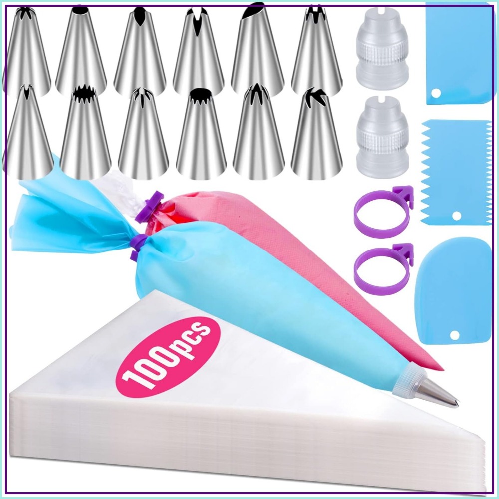 100 Pcs Disposable Pastry Bags - Decorating Tip Set 评论和价格