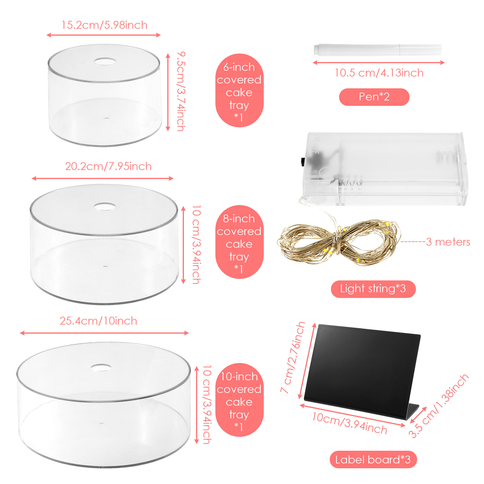 3/2Pcs Acrylic Cake Display Bo - Cake Board Round 评论和价格