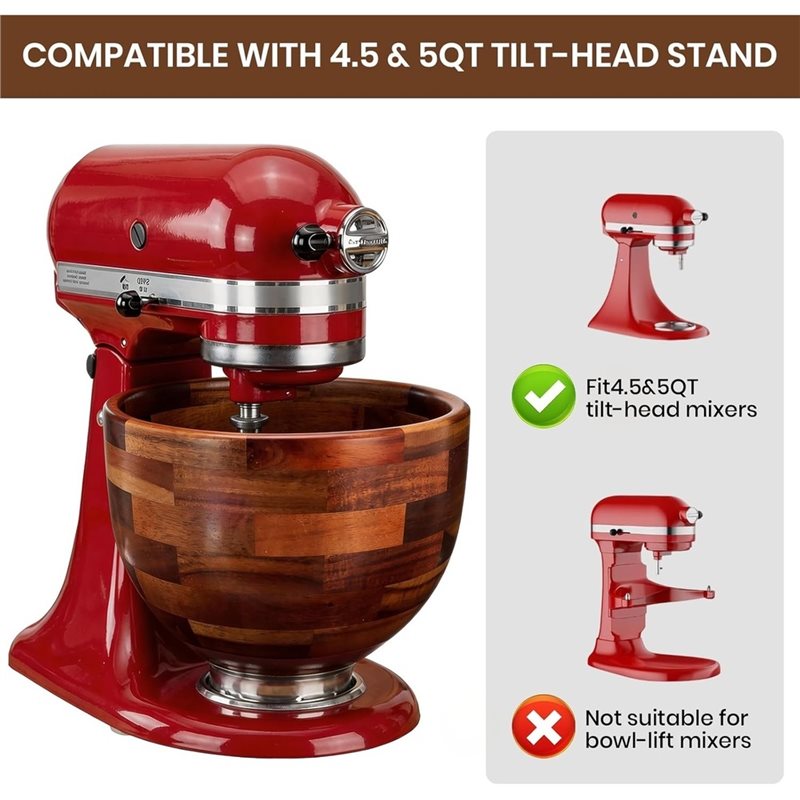 ABGH-Wood Mixing Bowl For Kitc - Kitchenaid Baking Bowl 评论和价格