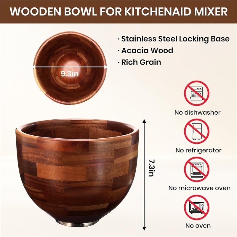 ABGH-Wood Mixing Bowl For Kitc - Kitchenaid Baking Bowl 评论和价格