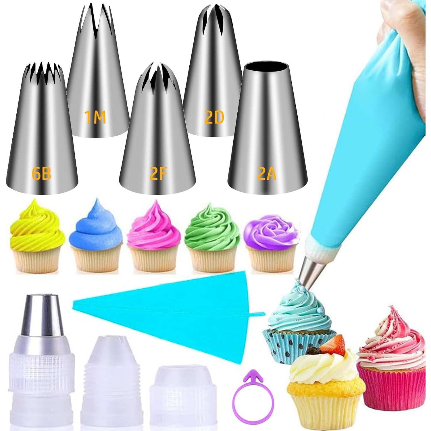 Large Piping Tips Set, Stainle - Decorating Tip Set 评论和价格