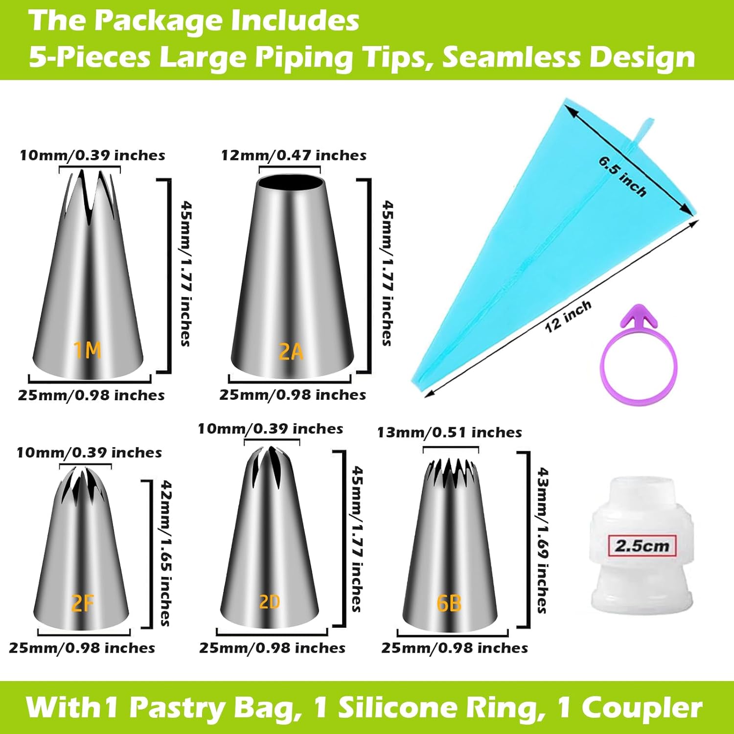 Large Piping Tips Set, Stainle - Decorating Tip Set 评论和价格
