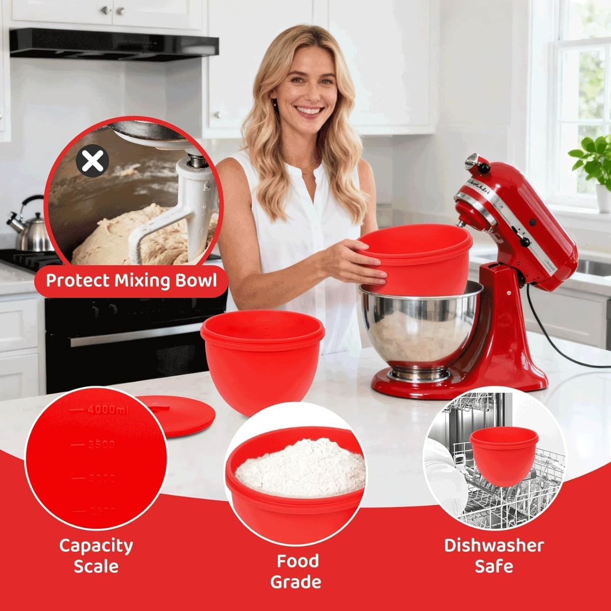 Silicone Mixer Bowl Liner with - Kitchenaid Baking Bowl 评论和价格
