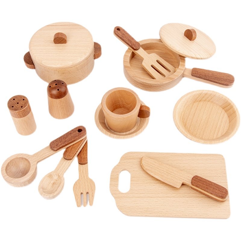 Maoduo Toys Beech Wooden Kids  - Kitchen Baking Pan Set 评论和价格