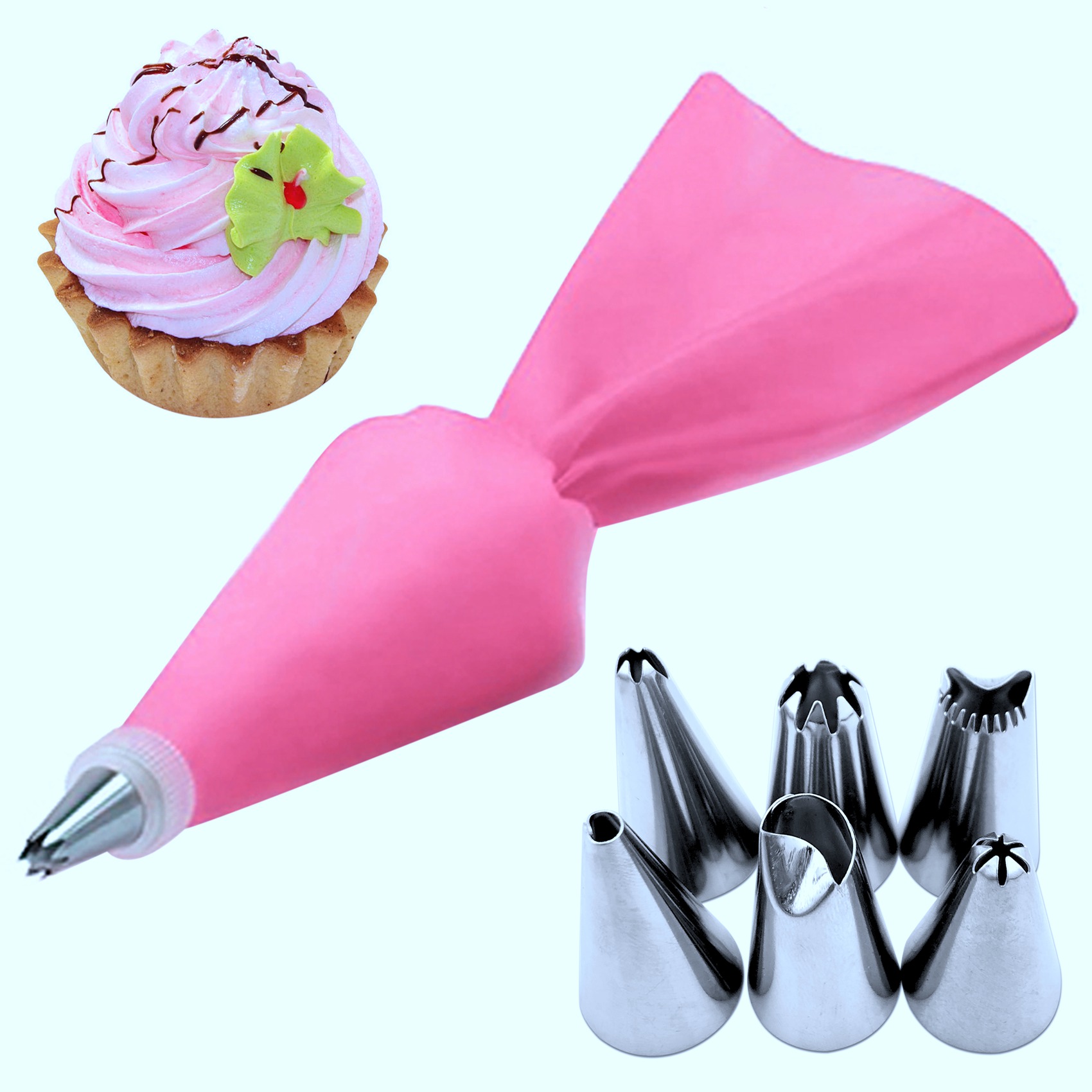 [NEWA08R】 8Pcs/Set Pastry Bag  - Decorating Tip Set 评论和价格
