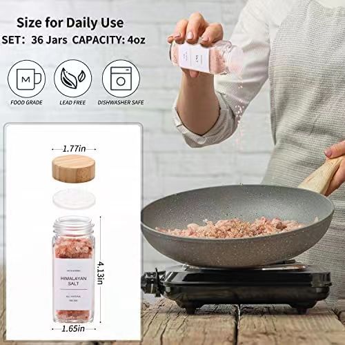 Glass Spice Jars with Bamboo L - Kitchen Baking Pan Set 评论和价格