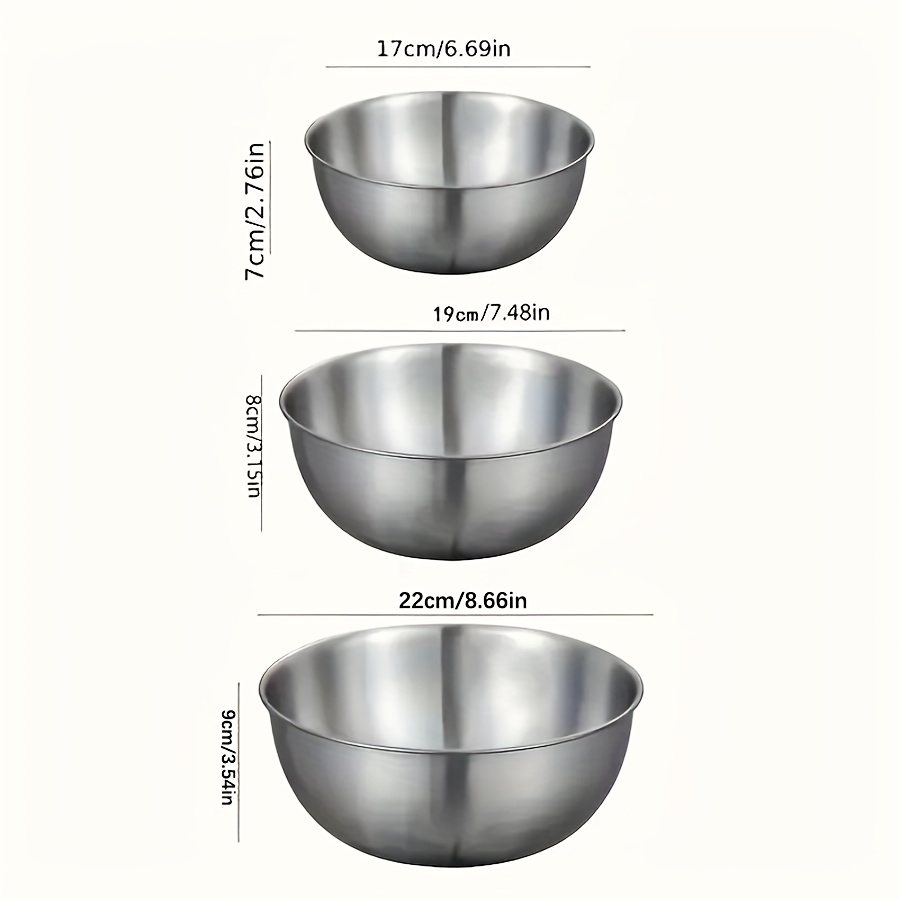 3pcs Stainless Steel Salad Bow - Kitchen Baking Store 评论和价格